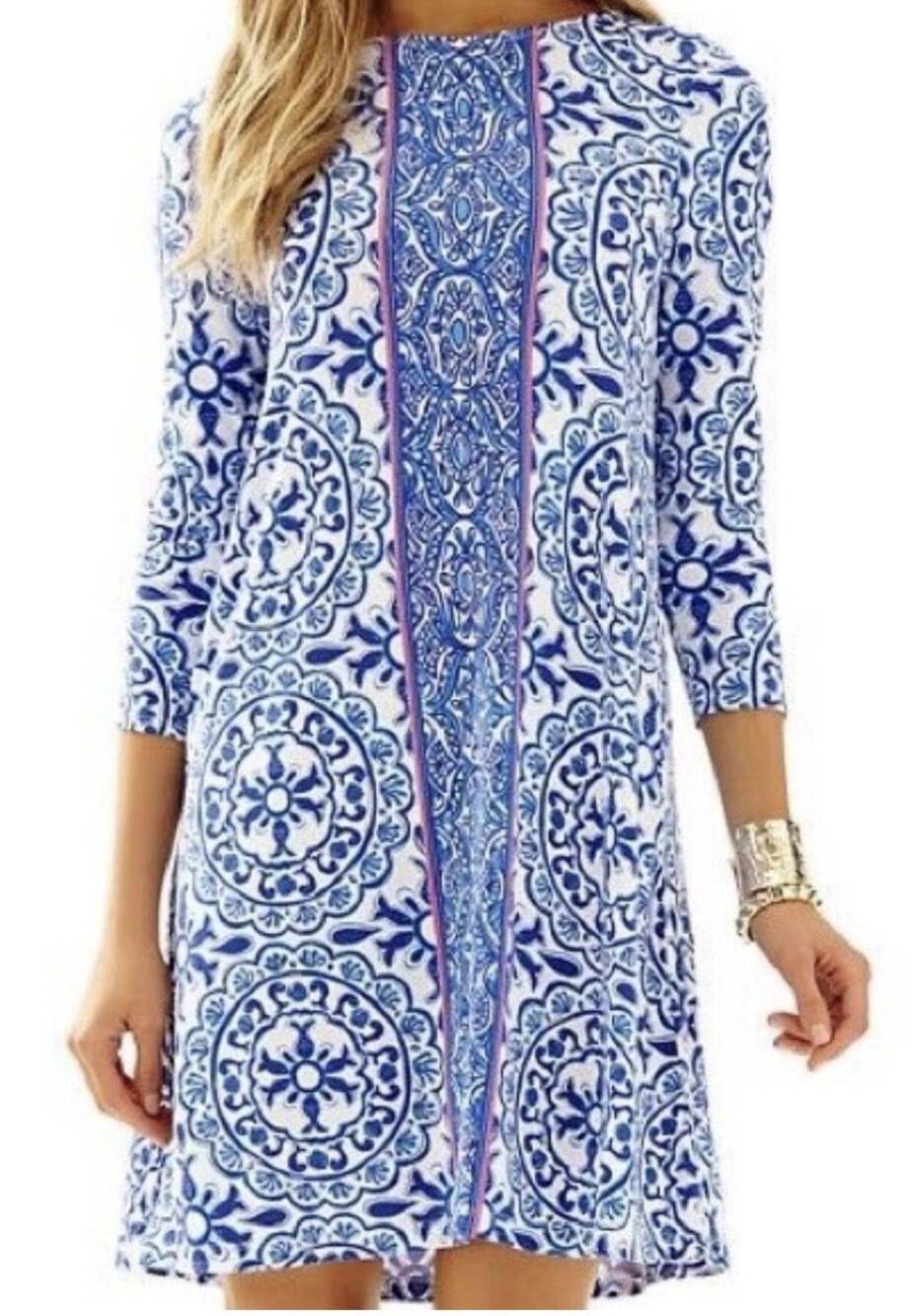 Lilly Pulitzer Dress Women XS Blue Preppy Coastal Ophelia PoolingA557